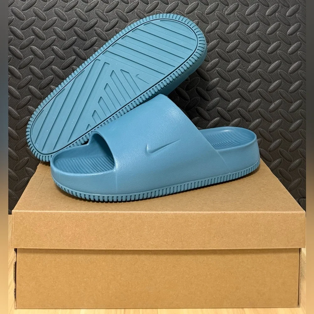 Nike Calm Slides Sandals Smokey Blue‎ FD4116-005 Mens Size 12